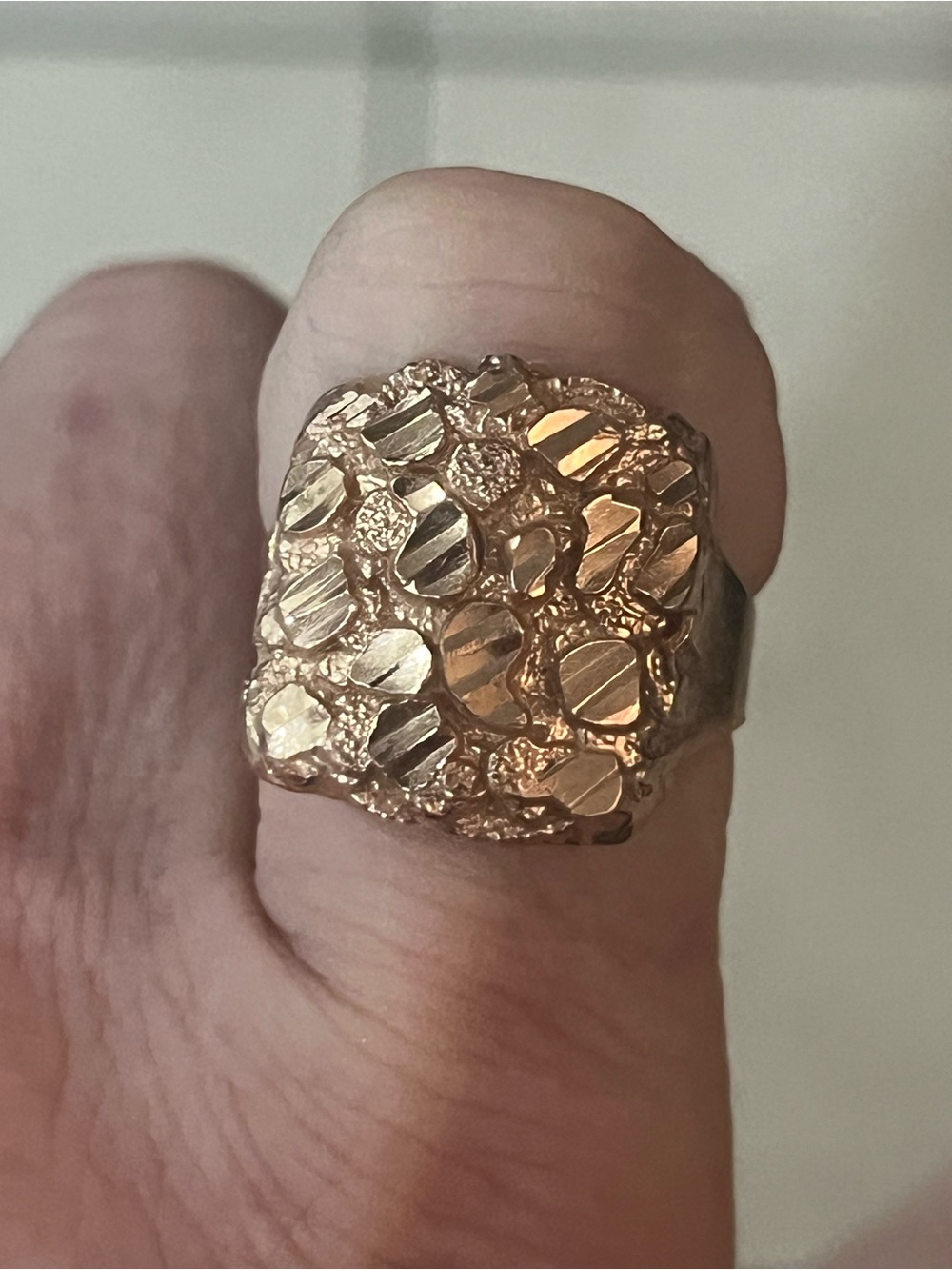 10k solid rose Gold Textured Cluster Dome Ring